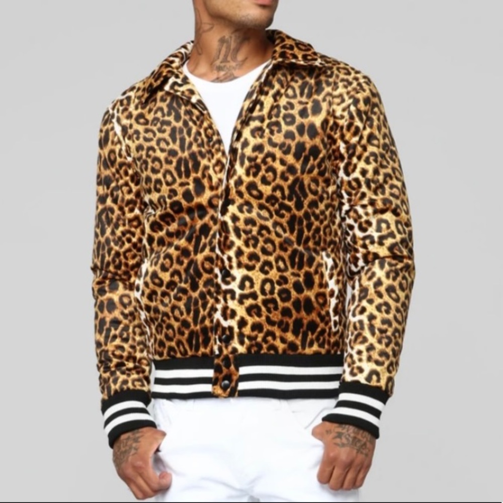 FashionNovaMen Cheetah Print Varsity Jacket